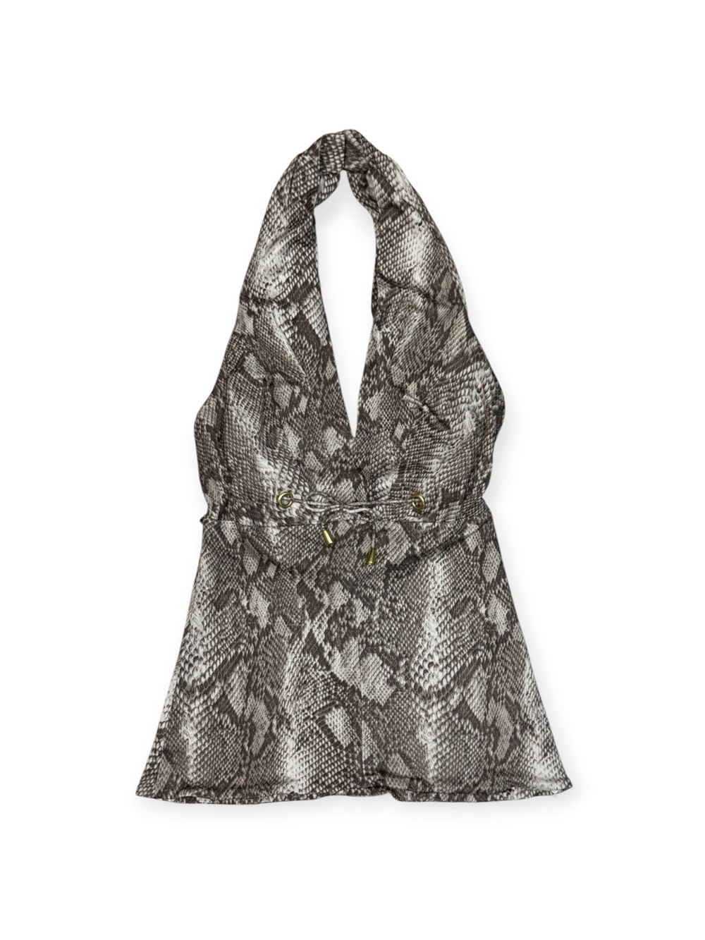 Arden B. 100% silk snake print halter top